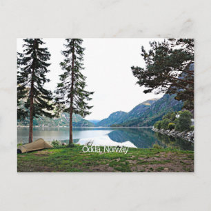 Vacker landskapsfotografi av Odda, Norge Vykort