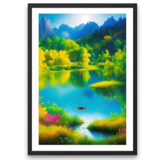 vacker landskapsvård med floden poster