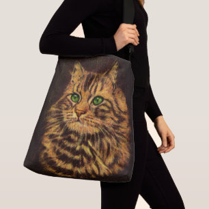 vacker, långfärgad tabby katt-utskrift axelväska