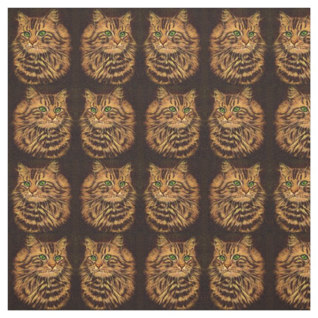 vacker, långfärgad tabby katt-utskrift tyg (Provkarta)