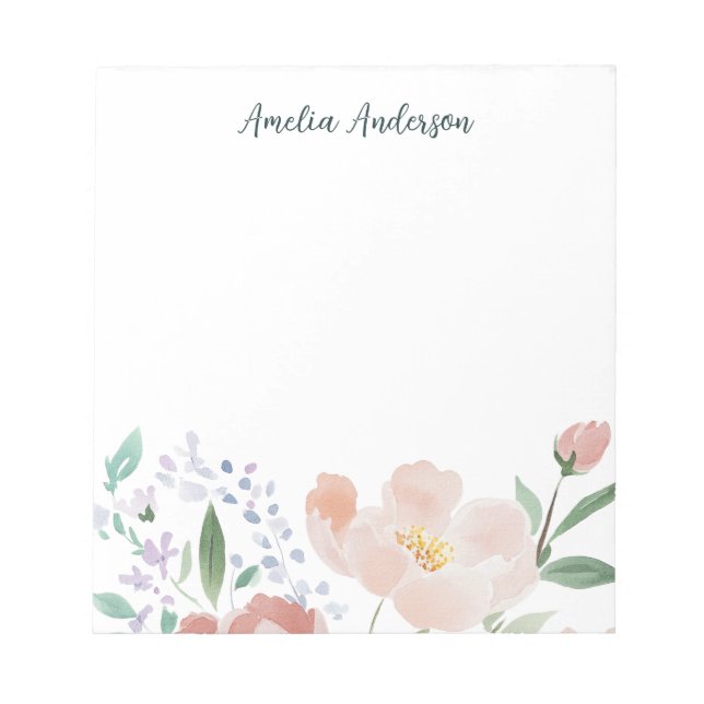 Vacker lärarromantiska blommor Notepad Anteckningsblock (Framsida)