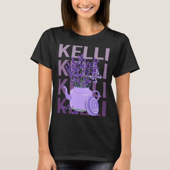 Vacker Lavendel - Kelli Namn T Shirt (Framsida)
