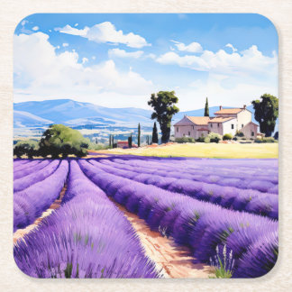 Vacker lavendelfält i Provence, Frankrike Underlägg Papper Kvadrat