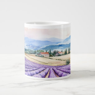 Vacker lavendelfält konst jumbo mugg