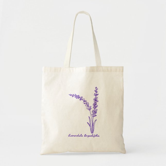 Vacker Lavender Flower Botanical Teckning Tote B Tygkasse (Framsidan)