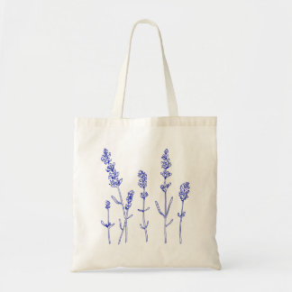 Vacker Lavender Flower Botanical Teckning Tote B Tygkasse