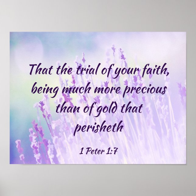 Vacker Lavender Flower Fält Bible Scripture Poster (Framsidan)