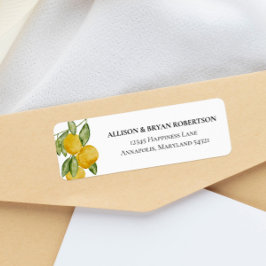 Vacker Lemon Botanisk Anpassad Returadress Etikett