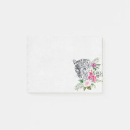 Vacker leopardhuvudporträtt i akvarell post-it block