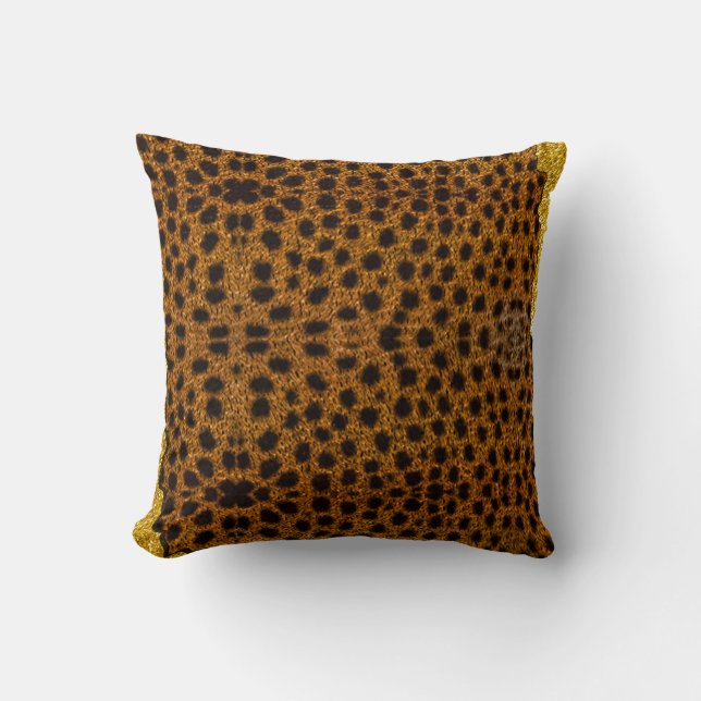 Vacker leopardtryck med glitter kudde (Framsida)
