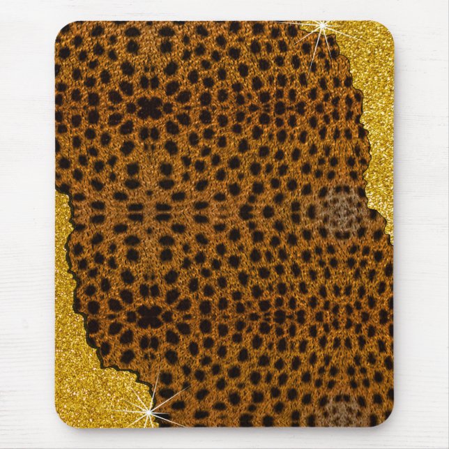 Vacker leopardtryck med glitter musmatta (Framsidan)