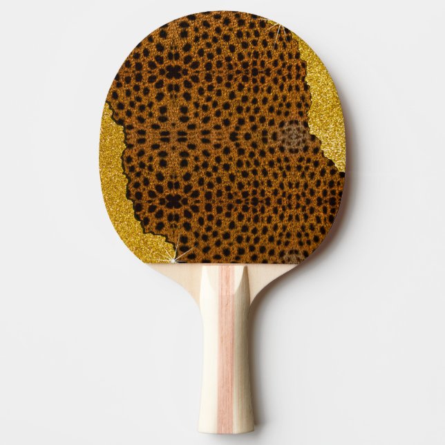Vacker leopardtryck med glitter pingisracket (Framsidan)