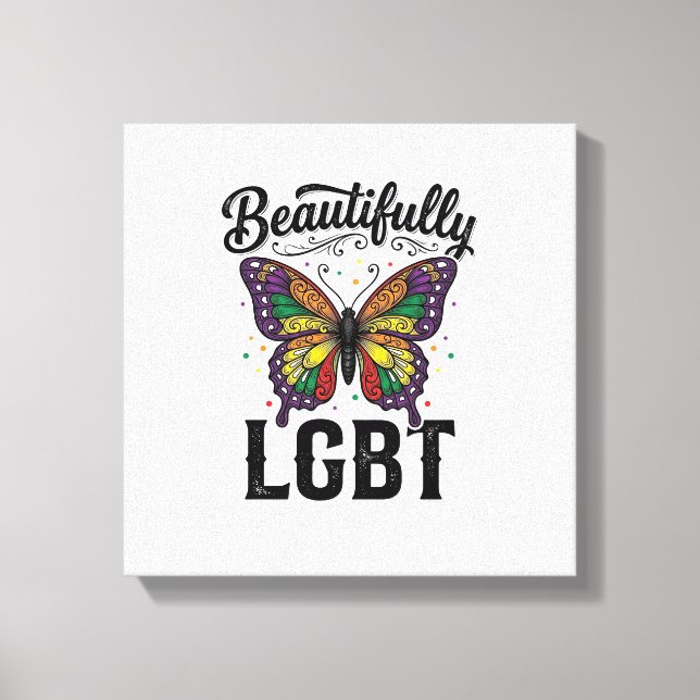 Vacker LGBT Fjäril Vintage Pride Tröja_1 Canvastryck (Framsida)