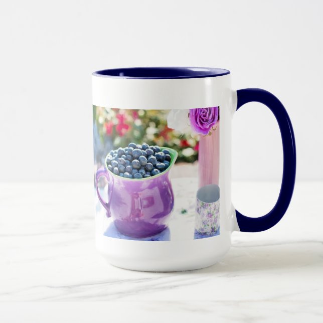 Vacker lila blåbärsscenkopp mugg (Höger)