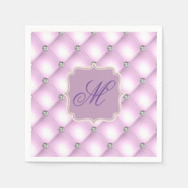 Vacker lila Bling-monogram Elegant fest Pappersservett