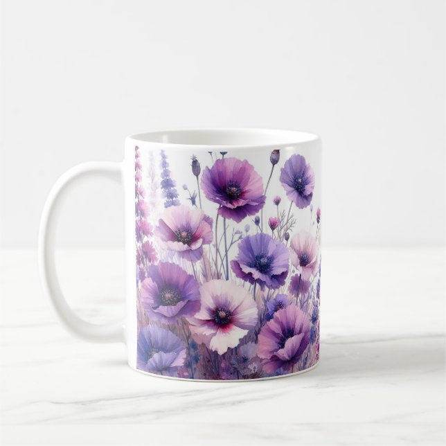 Vacker lila blomster monogram hibiskus mugg (Vänster)