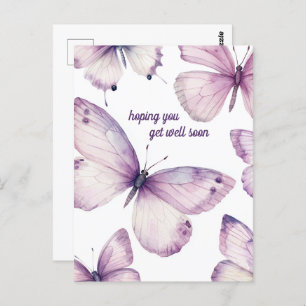 Vacker Lila Butterflies FÅR BRA SÅ SNART Vykort