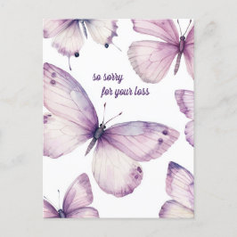 Vacker Lila Butterflies SORRY FOR LOSS Vykort