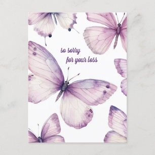 Vacker Lila Butterflies SORRY FOR LOSS Vykort