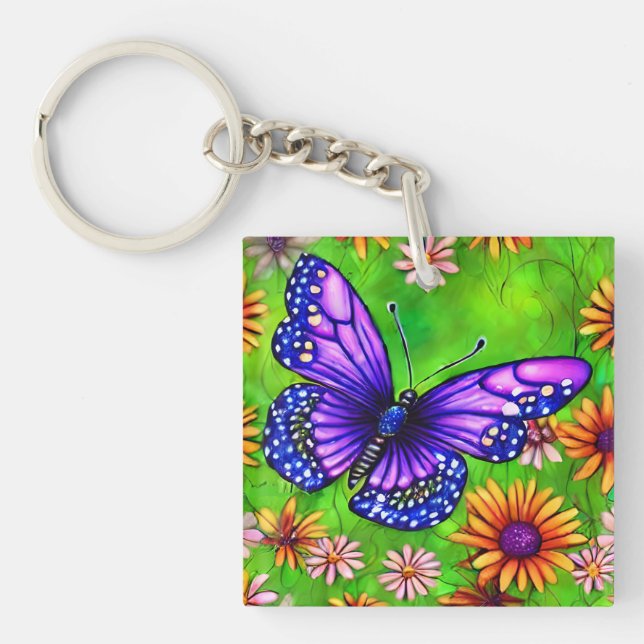 Vacker Lila Butterfly Flower Meadow (Framsidan)