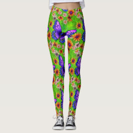 Vacker Lila Butterfly Flower Meadow Leggings