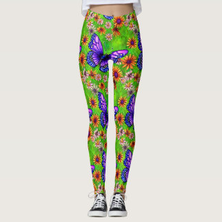Vacker Lila Butterfly Flower Meadow Leggings
