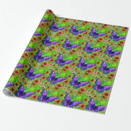 Vacker Lila Butterfly Flower Meadow Presentpapper