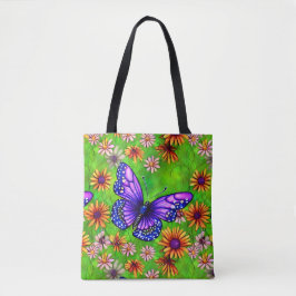 Vacker Lila Butterfly Flower Meadow Tygkasse