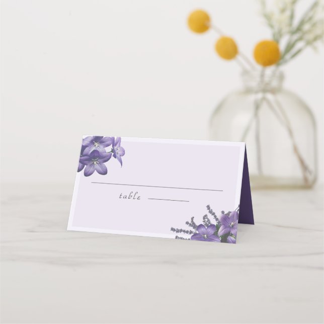 Vacker Lila Campanula Place Card Placeringskort (Framsida)