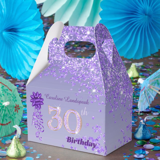 Vacker lila glitterband 30-årsdag presentaskar (Part)