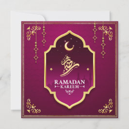 Vacker Lila Guld Crescent Ramadan Mubarak Julkort