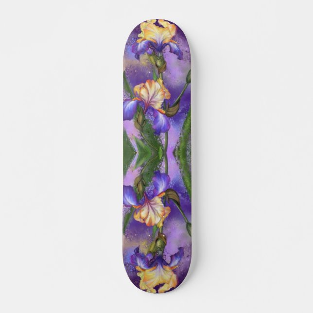 Vacker Lila Iris Flower Skateboard (Framsida)