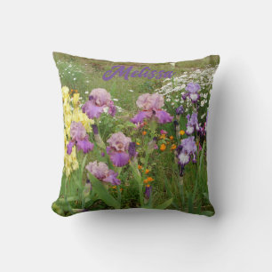 Vacker lila iris irisar blomma blomster Trädgård Kudde