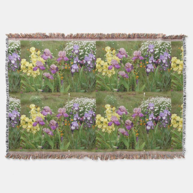 Vacker lila irisblomma blomsterfoto filt (Framsidan)