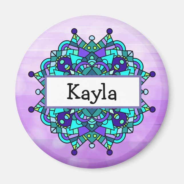 Vacker lila och blå mandala   magnet (Framsidan)