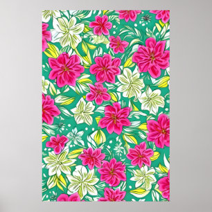 Vacker lila och vita blommor poster
