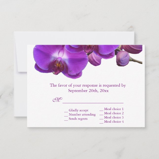 Vacker lila orchid-blommor bröllop OSA Kort (Framsida)