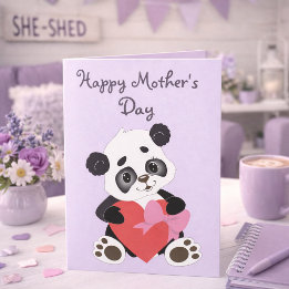 Vacker Lila Panda Mors Dag Kort