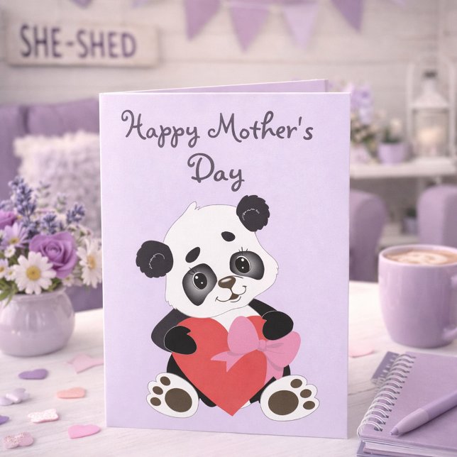 Vacker Lila Panda Mors Dag Kort (Skapare uppladdad)