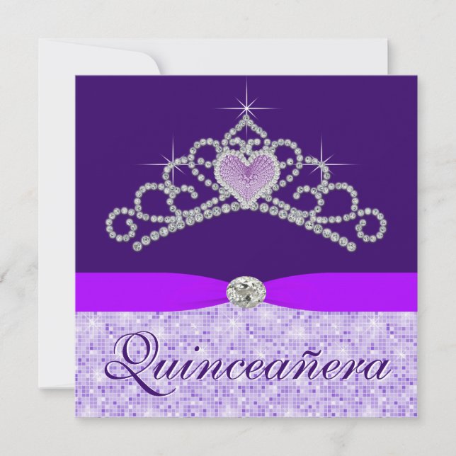 Vacker lila Quincenera i lila nyans Inbjudningar (Framsida)