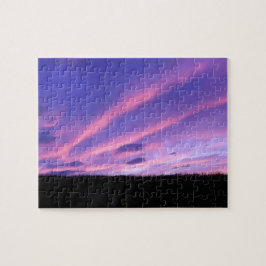 Vacker lila solnedgång Himmel Moln Natur Scen Pussel