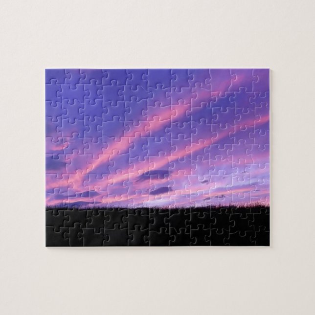 Vacker lila solnedgång Himmel Moln Natur Scen Pussel (Horisontell)