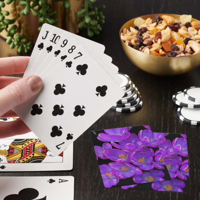 Vacker Lila Vår Crocuses Blommigt Casinokort (På plats)