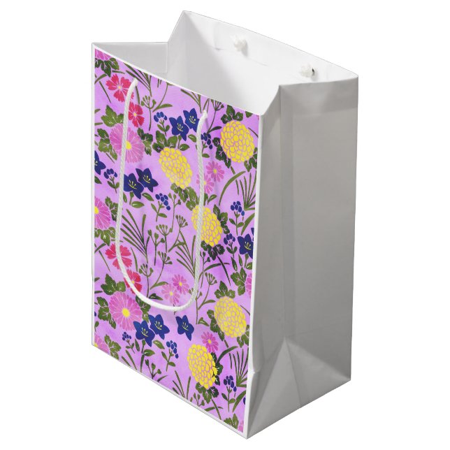 Vacker lila vintageblommönster (Framsidan Vinklad)