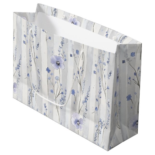 Vacker lila vit blommig randig bröllopsdusch (Framsidan Vinklad)
