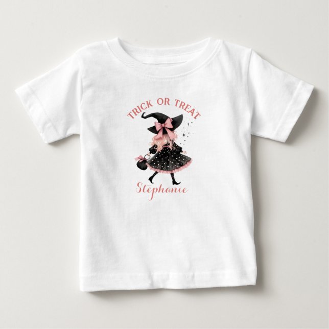 Vacker liten Halloween-häxa - Bus eller godis T Shirt (Framsida)