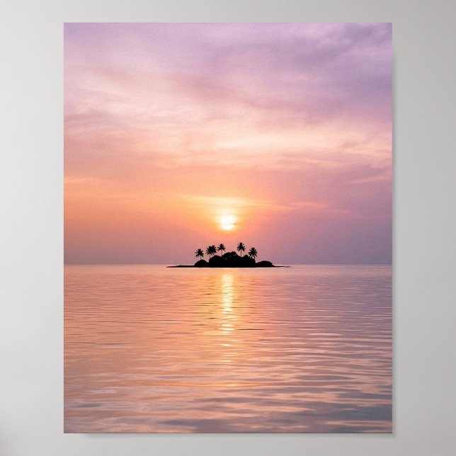 Vacker liten ö solnedgång den första poster (Framsidan)