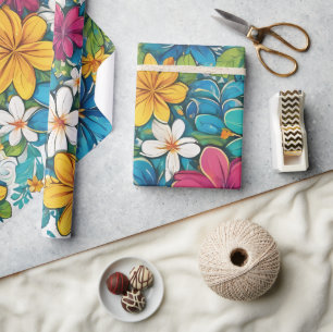Vacker Ljus Levande Blommönster Presentpapper
