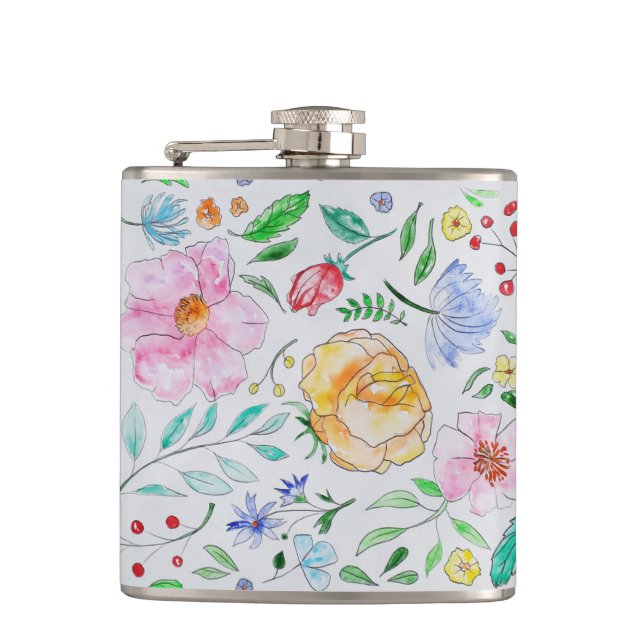 Vacker Ljus Vattenfärg Blommor och Knoppar Mönster Fickplunta (Framsidan)
