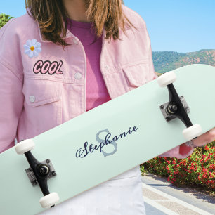 Vacker Ljusgrön Elegant Enkel Söt Personlig Monogr Mini Skateboard Bräda 18,5 Cm